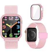 Compatible with Kids Apple Watch Band with Case 38mm 40mm 41mm 42mm 44mm 45mm, Soft Elastic Braid...