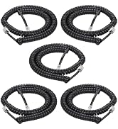 Menewstart Phone Cord Landline 8FT Uncoiled / 1.4FT Coiled 5Pack, Telephone Handset Cord Line Cab...
