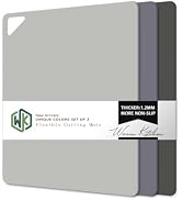 WK Flexible Plastic Cutting Boards for Kitchen, Cutting Board Mats Set of 3, Nonslip Cutting Boar...