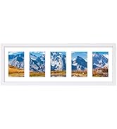 Vittanly 8x24 Collage Picture Frame, Displays 5Pcs 4x6 Pictures with Mat or 1Pcs 8x24 without Mat...