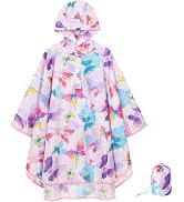 WAWSAM Lightweight Rain Poncho Kids, Ponchos for Kids Waterproof Reusable Hooded, Kids Poncho Rai...