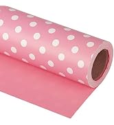WRAPAHOLIC Reversible Wrapping Paper - Mini Roll - 17 Inch X 33 Feet - Pink and Polka Dot Design ...