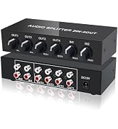 FlyroadUp 2 in 4 Out RCA L/R Audio Splitter Stereo Line Level Distributor Mixer with Independent ...
