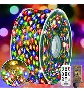 KNONEW 203FT Outdoor Christmas Fairy Lights Plug in,600 LED String Lights Outdoor Waterproof 8 Mo...