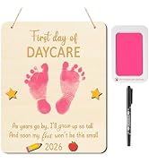 R HORSE 3D First Day of Daycare DIY Kid Footprint Hanging Art Sign, Back to School Wooden Footpri...