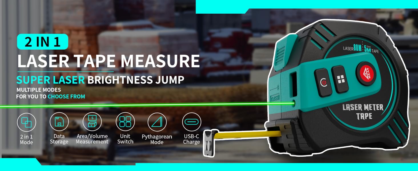 2 in1 green laser tape measure