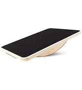 ProsourceFit Anti-Slip Core Trainer Wooden Rocker Balance Board, 17.5-Inch Diameter, Black