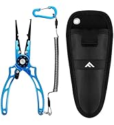 FLISSA Fishing Pliers, Safety Lock Design Fish Pliers Saltwater, Aluminum Hook Remover, Titanium ...