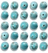 NITOPUPU 100Pcs 8mm Natural Smooth Turquoise Gemstone Beads Round Loose Stone Beads for Jewerly M...