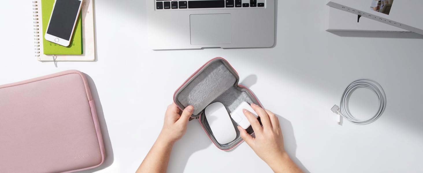 a person's hand holding a mouse in a case