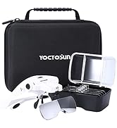 YOCTOSUN Magnifying Glasses with Light, Head Mount Magnifier with 5 Lenses, Headband, Storage Cas...