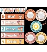 Groovy Hippie Voice Level Poster with 5 Pack Puck Lights Retro Hippie Class Noise Level Display E...