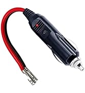 12V 12volt Fused Replacement Cigarette Lighter Male Plug with Leads - 15amp Male Cigar Lighter Re...