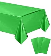 mwellewm 3Pcs Green Table Cloth Plastic Shiny Christmas Green Table Cloth 54x72 inch Disposable F...