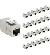 Tecmojo UL Listed 10Gbps Cat6A Shielded Keystone Jack Insert 25 -Pack, 180 Degree Punch Down RJ45...