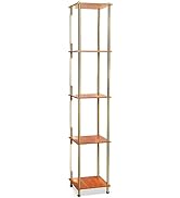 Brightech Aria Metal & Wooden Shelf Floor Lamp with Wireless Charging Station– Narrow Free Standi...