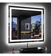 LOAAO 40"X36" LED Bathroom Mirror with Lights, Anti-Fog, Dimmable, RGB Backlit + Front Lighted, B...