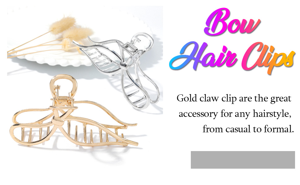 gold metal hair claw bow hair claw clip bow hair clips women metal bow claw clip