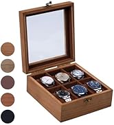 Exper City Watch Box, Watch Case for Men Women with Large Glass Lid, Wooden Watch Display Storage...