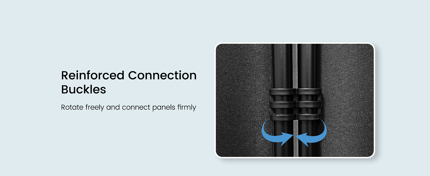 room divider with reinforced connection buckles rotate freely and connect panels firmly