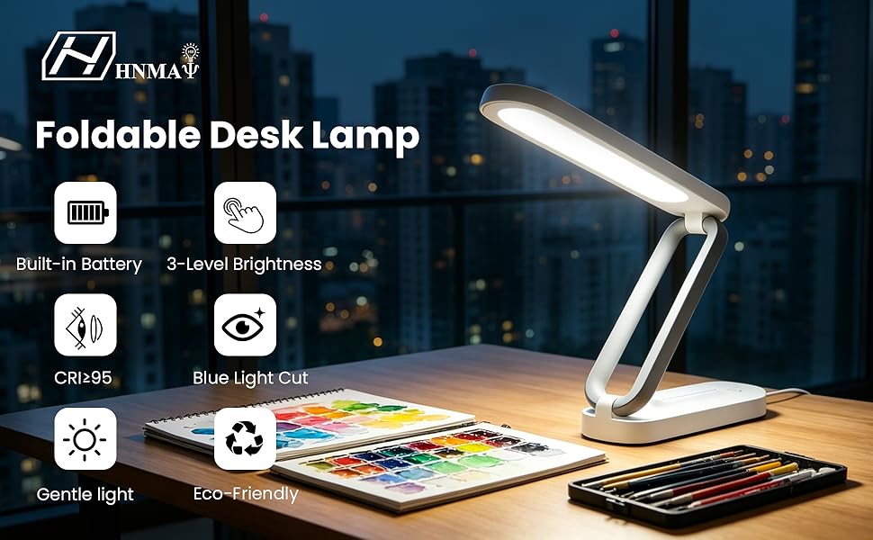 Rechargeable LED Desk Lamp, Foldable Portable Table Light ,Small Desk Lamp,Portable Bedside