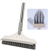 2 in 1 Floor Brush Scrubber with Long Handle Grout Brush 3 Poles 53.5'' New Upgrade Stiff Bristle...