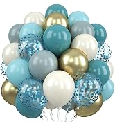 60 Pack Dusty Blue Balloons, Slate Blue White Sand Party Balloons Teal Turquoise Blue Cream Beige...