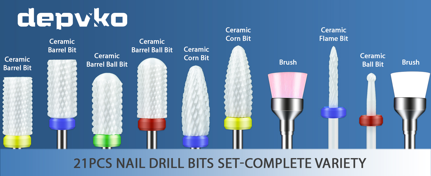 21Pcs nail drill bits