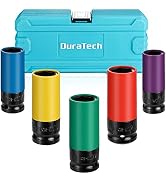 DURATECH Drive Wheel Protector Impact Sockets - 1/2 Inch Thin Wall Deep Socket Set, Non-Marring P...
