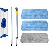 CELOX Durable Telescopic Pole Dust Mops for Floor Cleaning, Professional 360° Aluminum Head Flat ...