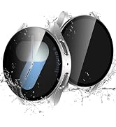 Easuny 2 Pack Waterproof Privacy Case with Tempered Glass Screen Protector for Samsung Galaxy Wat...