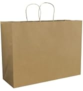 FACEBAG 100Pcs Brown Paper Bags with Handles Bulk, 16x6x12 Inches,Large-sized Kraft Paper Shoppin...