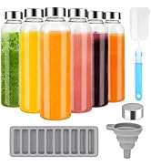 Zukro Glass Juice Bottles with Lids for Juicing 18 oz, Reusable Clear Glass Water Bottles with St...