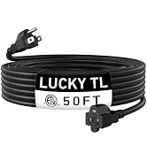 LUCKY TL Indoor Outdoor Extension Cord, Black Extension Cord 50 feet,13A 1625W 16AWG SJTW, 3 Pron...