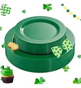 FLOWERCAT 60PCS Green Plates & St. Patrick's Day Plates - Heavy Duty Dark Green plates Disposable...