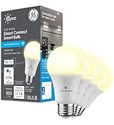 GE CYNC A19 Smart LED Light Bulbs, Soft White, Bluetooth and WiFi Light Bulbs, 60W Equivalent, Wo...