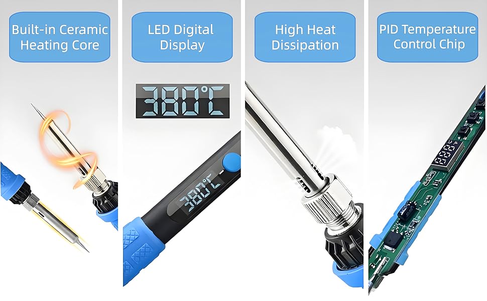 This soldering iron packs 4 premium practical functions for precise, stable welding work.