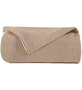 BOUTIQUO 100% Cotton Bed Blanket, Breathable Thermal Blanket Full - Queen Size, Soft Honeycomb Wa...
