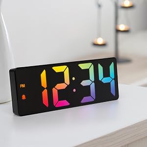 lacrosse, la crosse, 617-386, digital alarm, color clock, gradient color, temperature, time, bedside