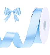woric Blue Ribbon 1 Inch 50 Yards Light Baby Blue Satin Ribbon for Party Favor Baby Bridal Shower...