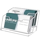 Uniclife Acrylic Business Card Holder for Desk 2 Slots Clear Business Card Display Stand for Men ...