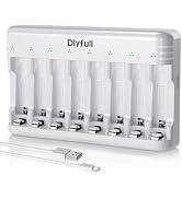 DLYPOW 8 Bay Battery Charger AA AAA, USB-C Fast Charging with Smart Auto Shut-Off, Independent Sl...
