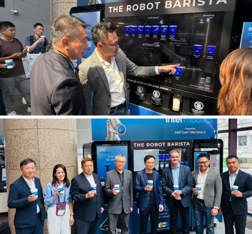 Robot Café, Ella XR served AI-made espresso powered by Intel Core Ultra Series 3