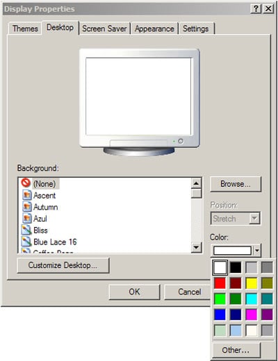 Setting the desktop background color