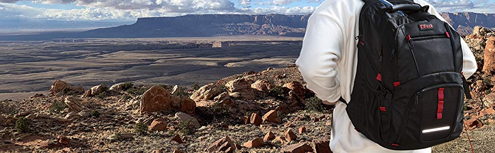 a man with the backpack in outside