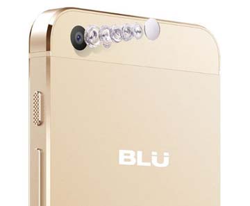 Back of the Blu Vivo Mini 5 phone with lenses floating in front of the back camera