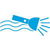   Clipart of a turned-on flashlight in water 