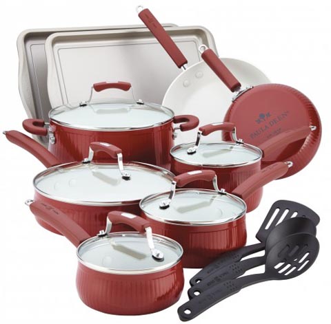 Paula Deen 21620 17-Piece Red Non-Stick Cookware Set, 1 - Kroger