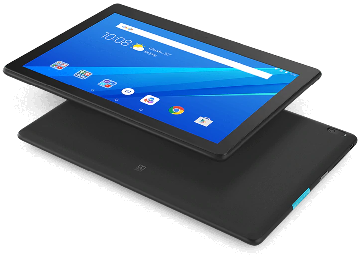 Lenovo Tab E10 tablet top and bottom views