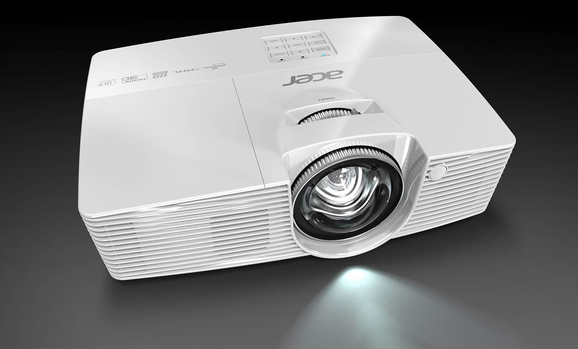 Acer S1 projector angled down slightly to the right